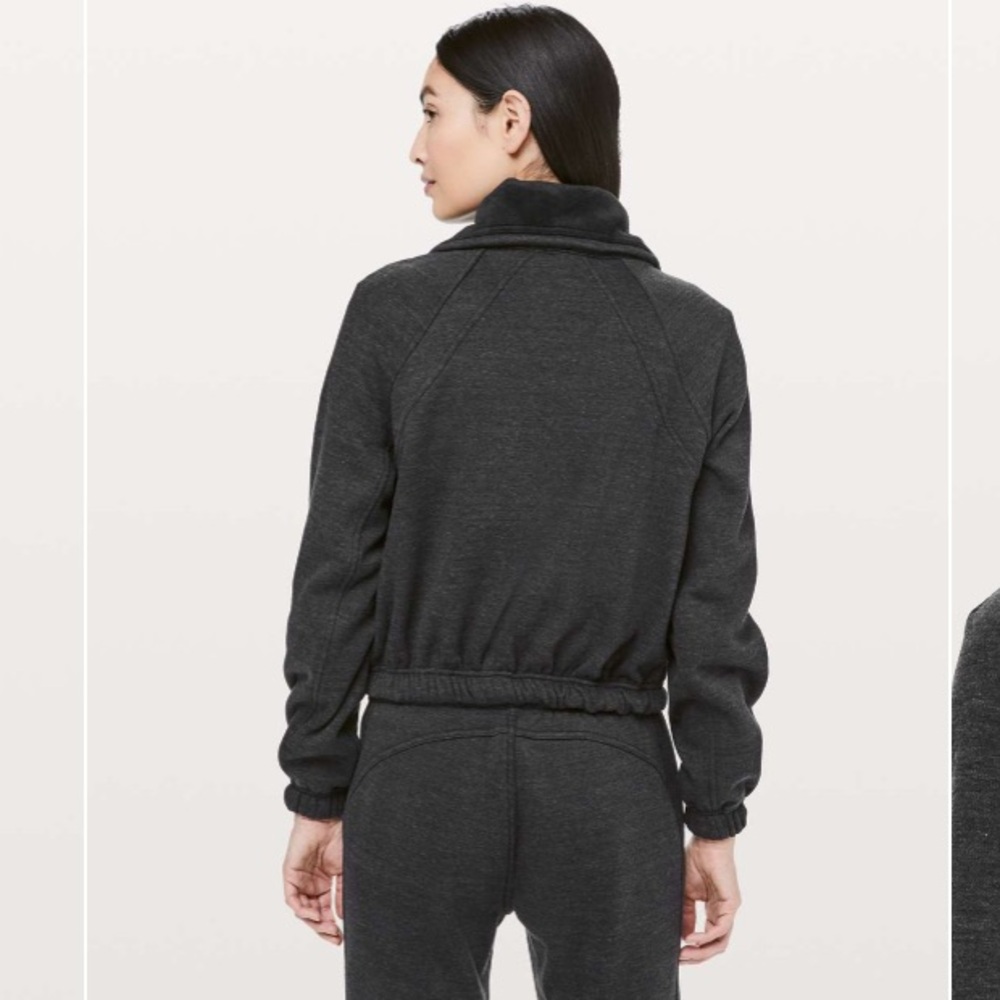 Lululemon Plush Times Jacket Heathered grey Core Black size 8 ⭐️⭐️⭐️⭐️ - Picture 2 of 16